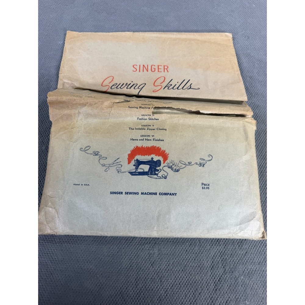 Vintage Singer Sewing Skills Student Lessons Kit Instructional Packets Fabric